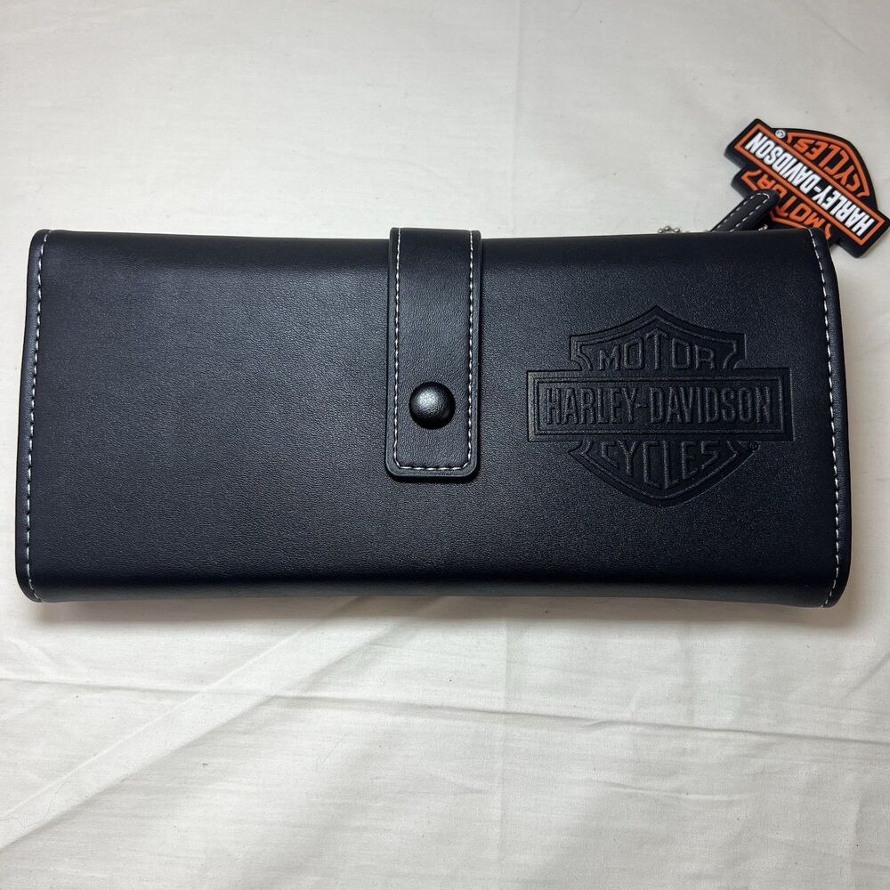 New Harley-Davidson Leather Travel Tech Tri-fold Organizer Mens Wallet